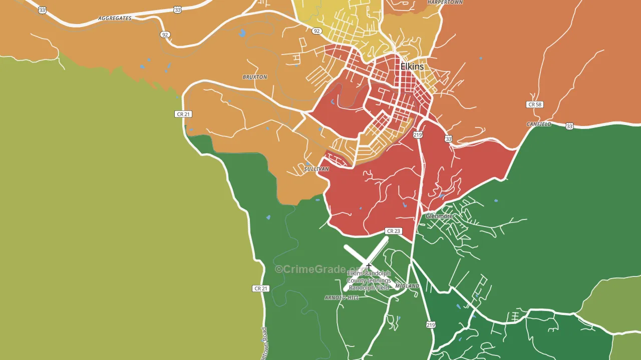 Sullivan, WV Map of Vandalism Rates