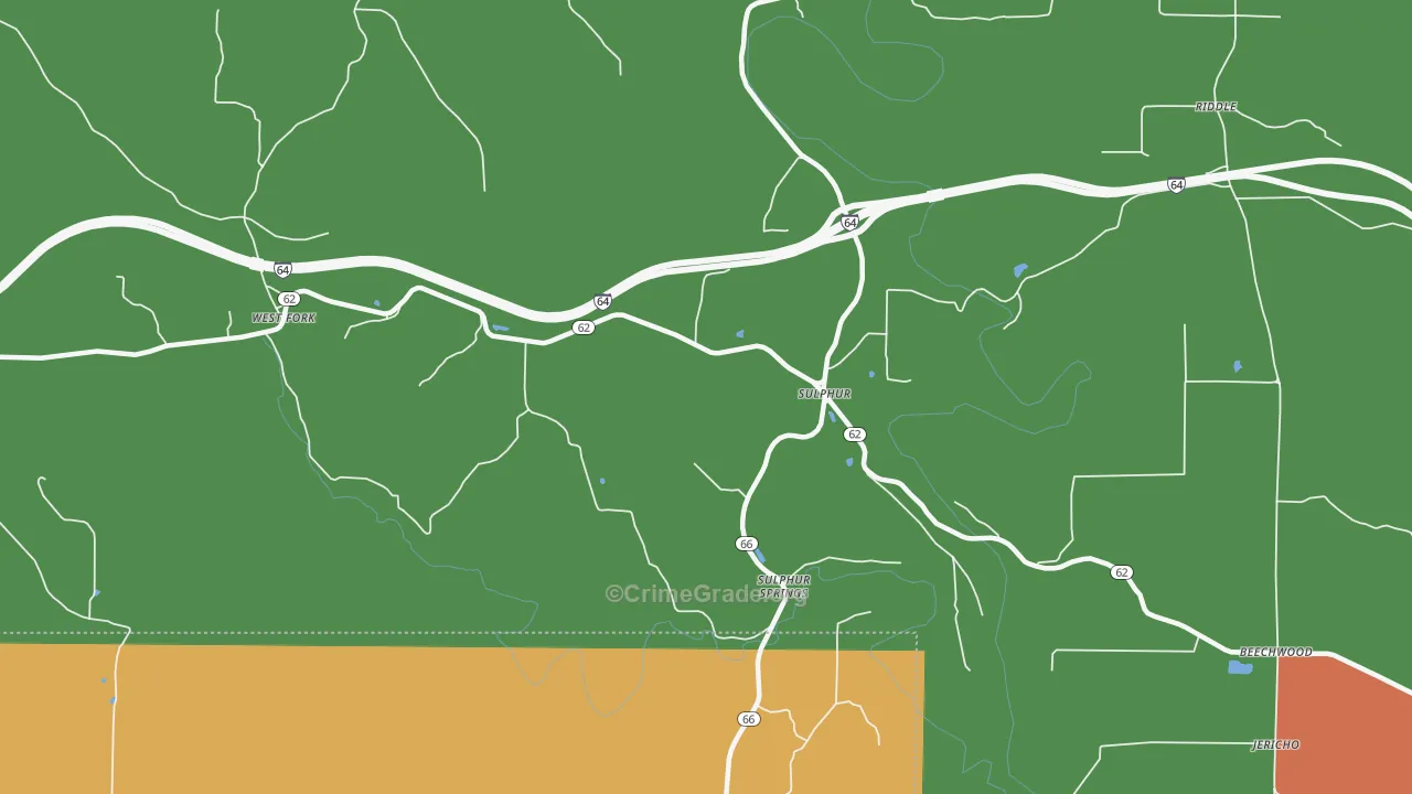 Sulphur, IN Map of Vandalism Rates