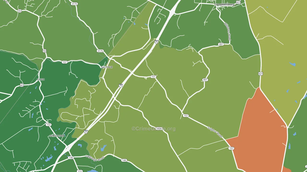 Sulphur, KY Map of Vandalism Rates