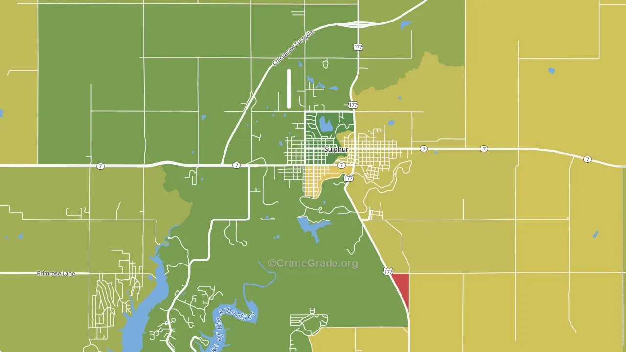 Sulphur, OK Map of Vandalism Rates