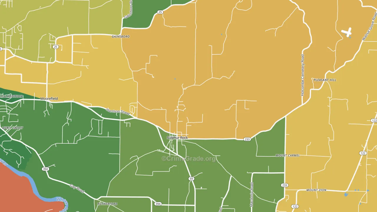 Sulphur Rock, AR Map of Vandalism Rates