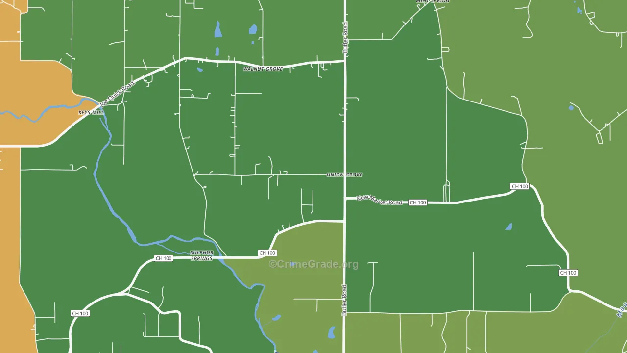 Sulphur Springs, AL Map of Vandalism Rates