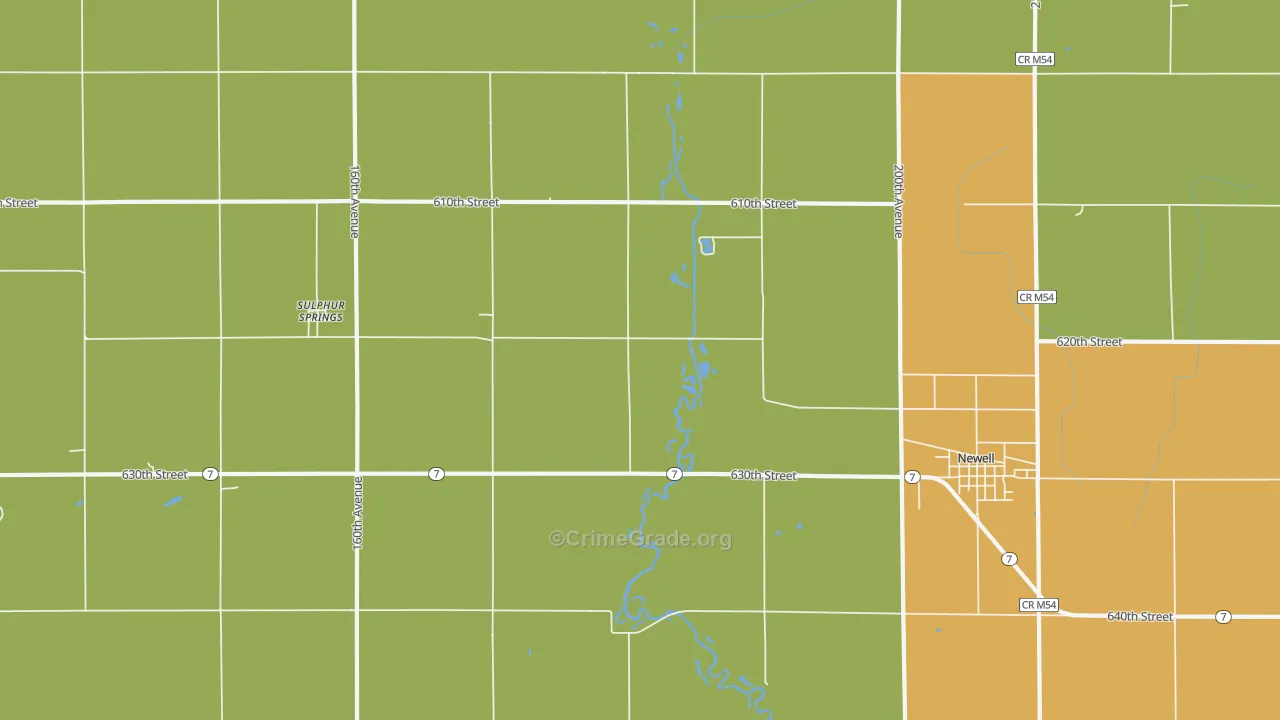 Sulphur Springs, IA Map of Vandalism Rates