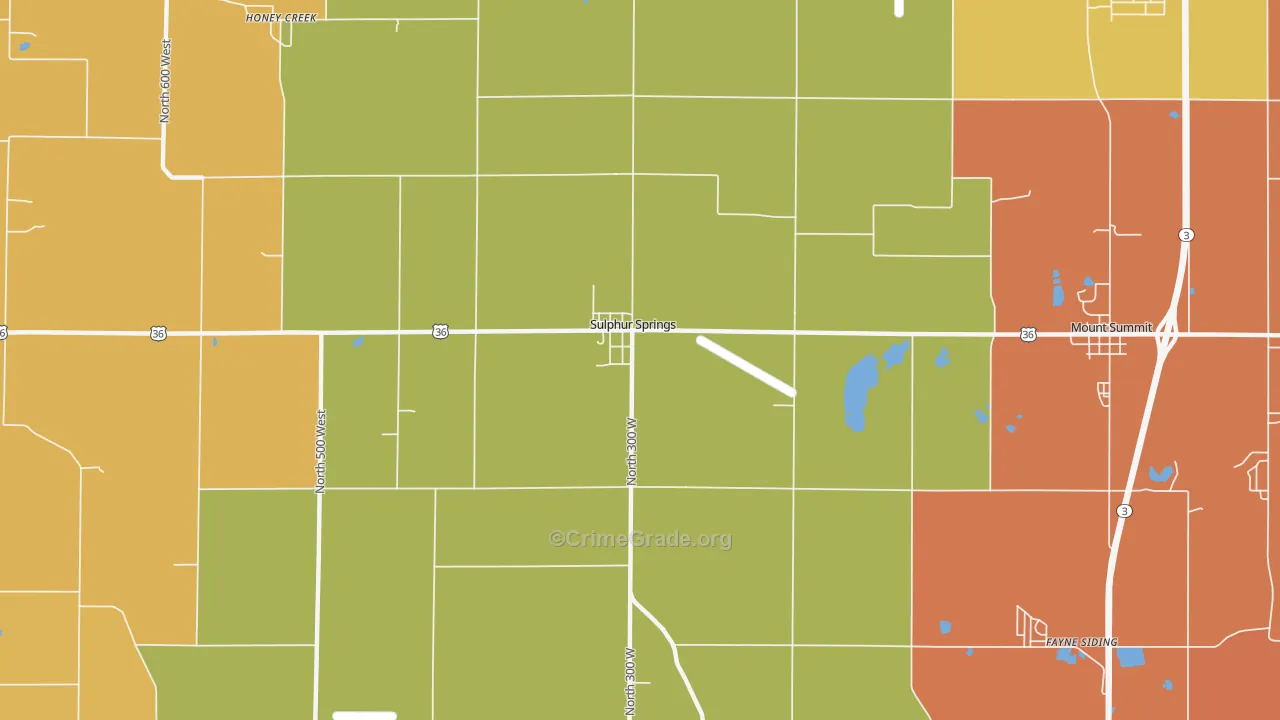 Sulphur Springs, IN Map of Vandalism Rates