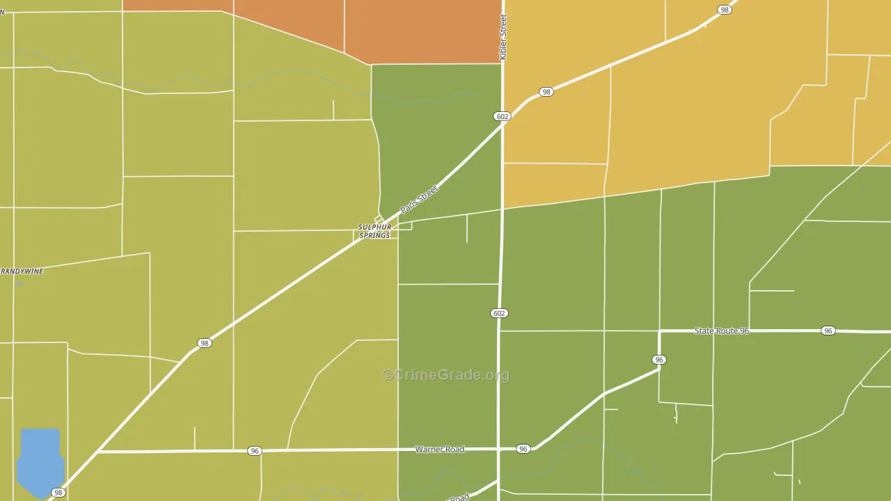 Sulphur Springs, OH Map of Vandalism Rates