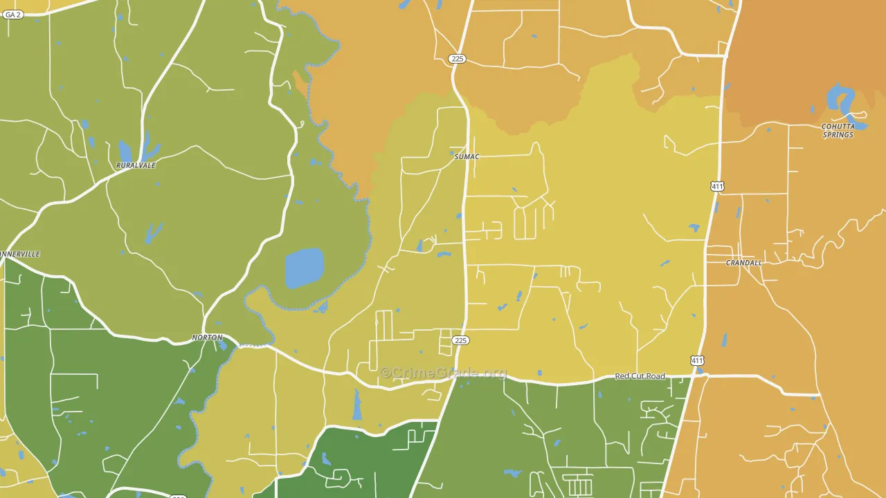 Sumac, GA Map of Vandalism Rates