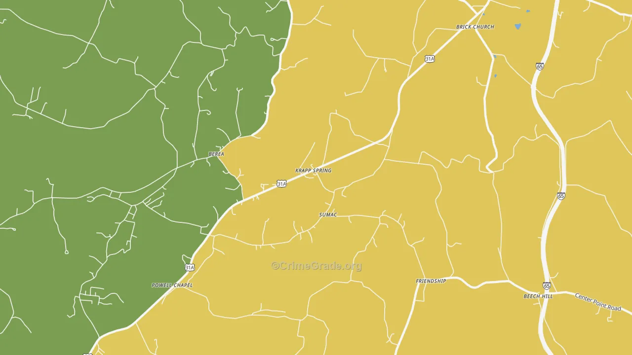 Sumac, TN Map of Vandalism Rates
