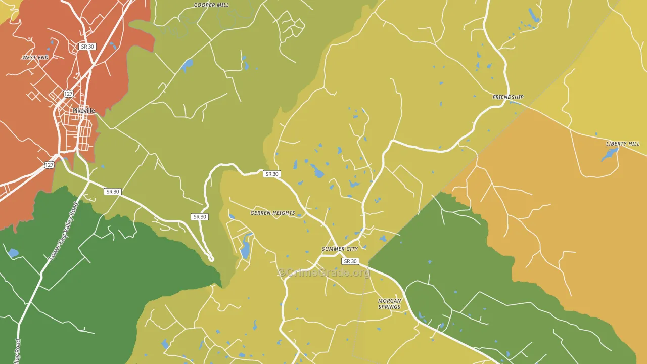 Summer City, TN Map of Vandalism Rates