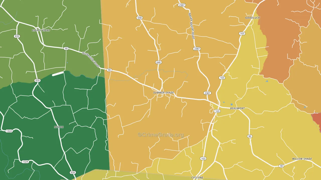 Summer Shade, KY Map of Vandalism Rates