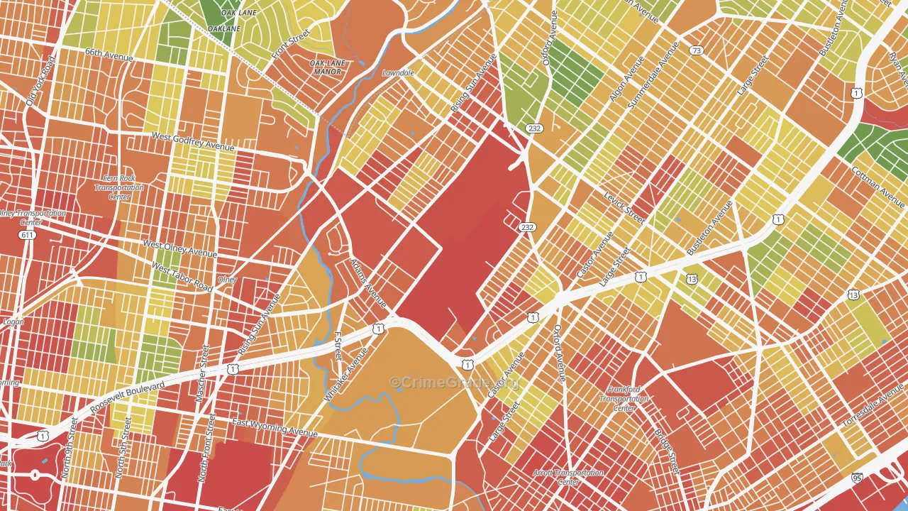 Summerdale, Philadelphia, PA Map of Vandalism Rates