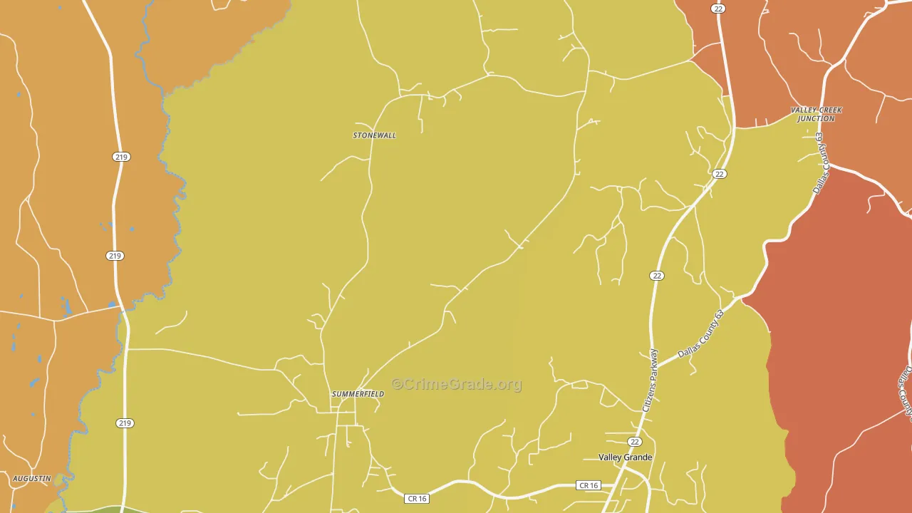 Summerfield, AL Map of Vandalism Rates