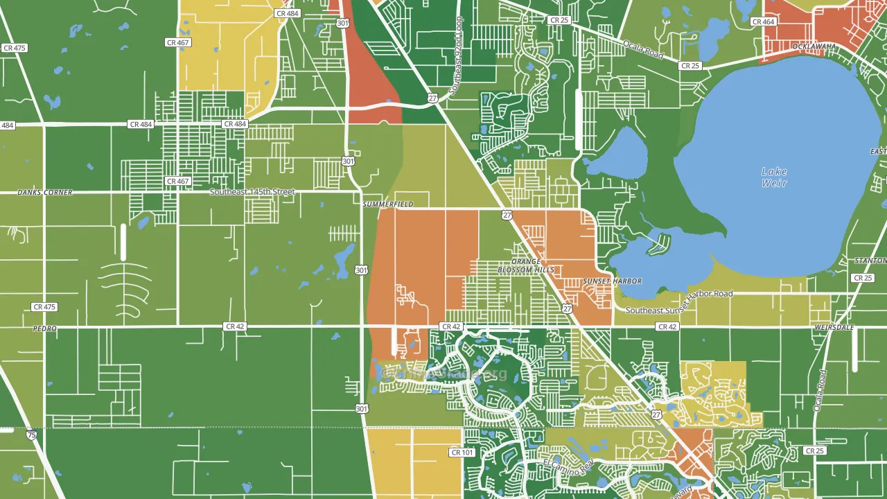 Summerfield, FL Map of Vandalism Rates