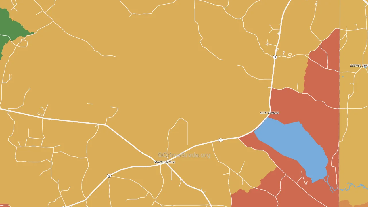 Summerfield, LA Map of Vandalism Rates