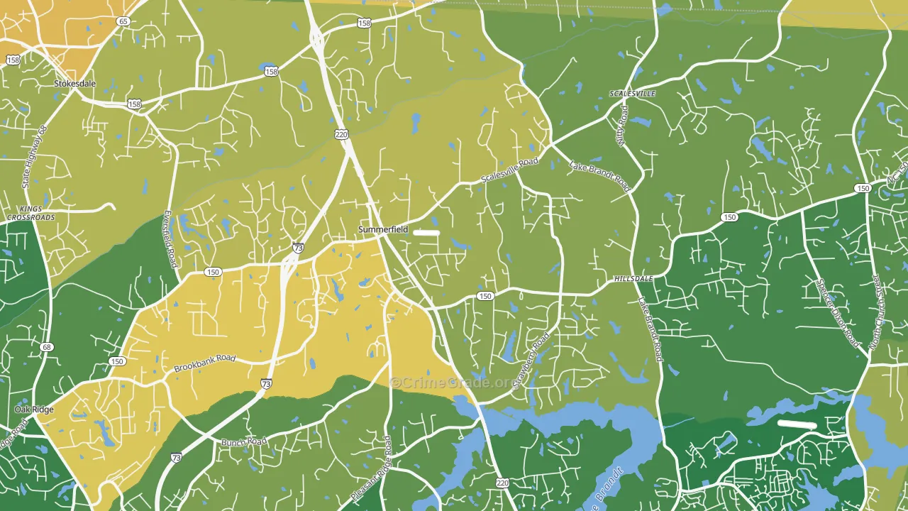 Summerfield, NC Map of Vandalism Rates