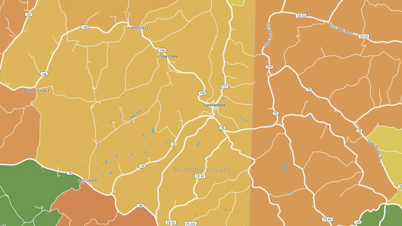Summerfield, OH Map of Vandalism Rates