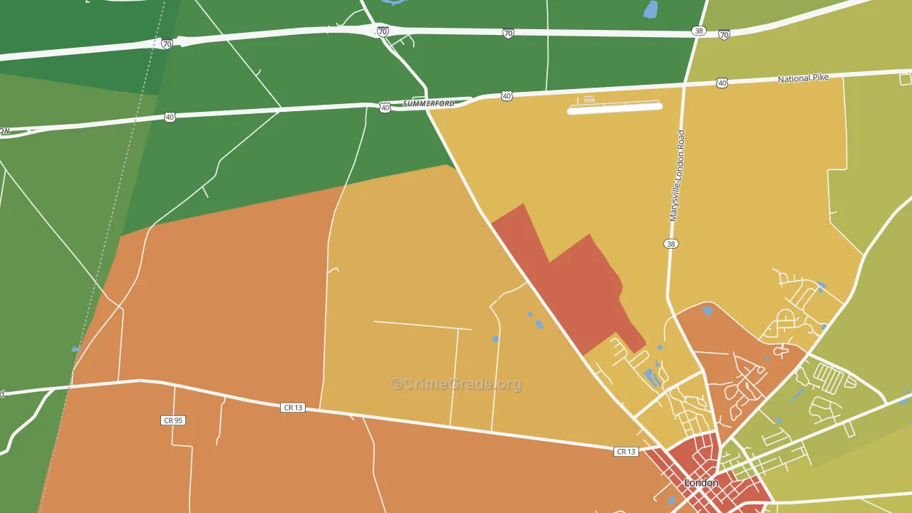 Summerford, OH Map of Vandalism Rates
