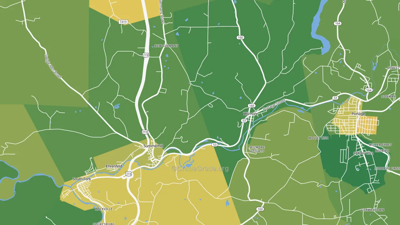Summerhill, PA Map of Vandalism Rates