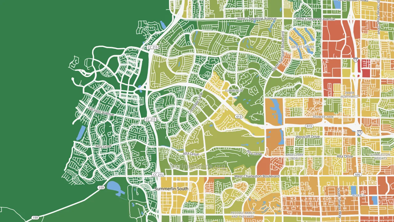 Summerlin North, Las Vegas, NV Map of Vandalism Rates