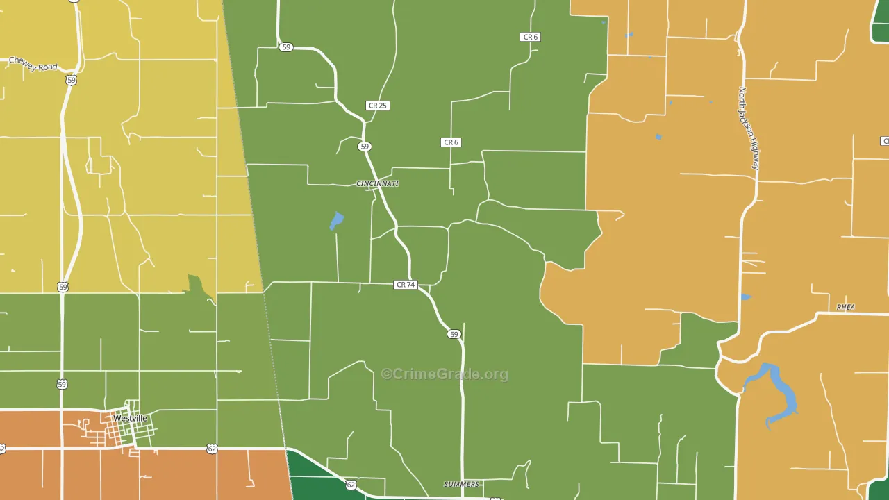 Summers, AR Map of Vandalism Rates
