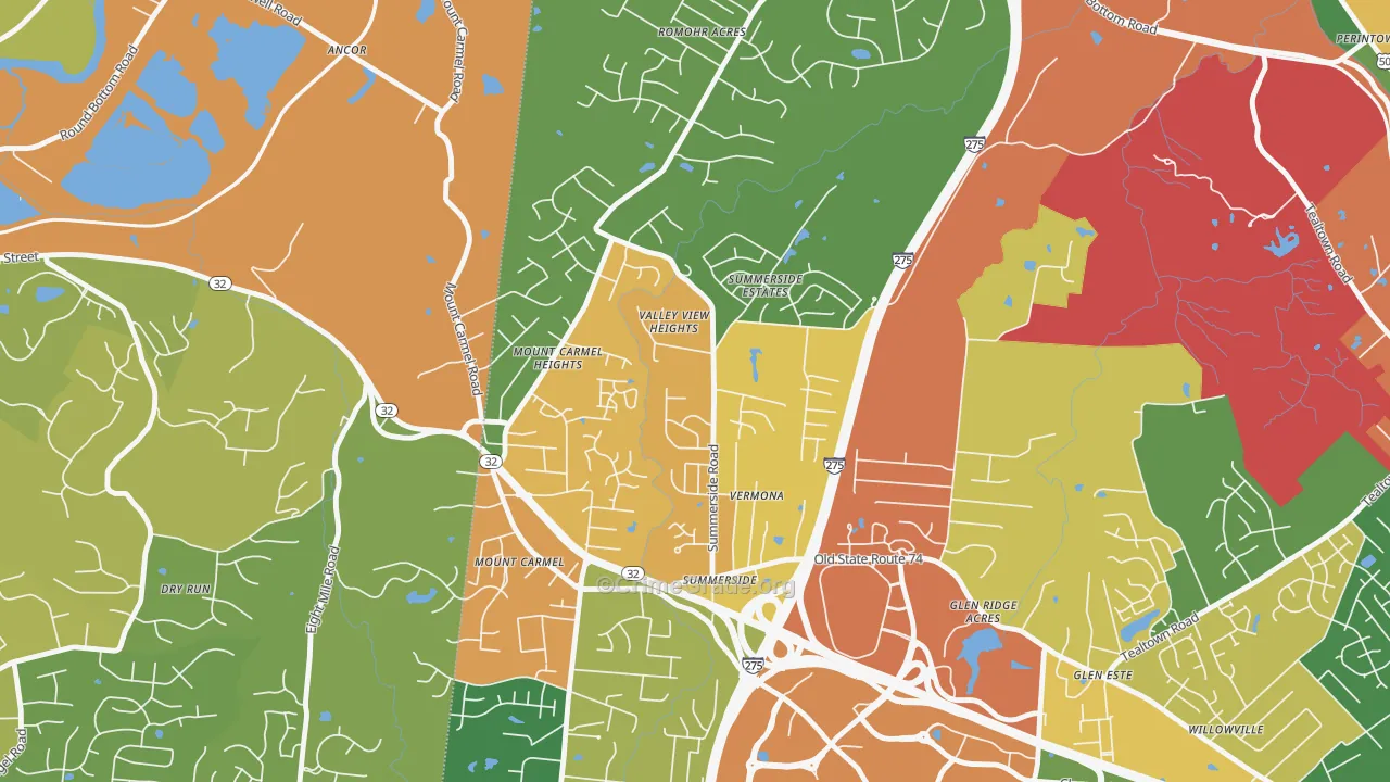 Summerside, Cincinnati, OH Map of Vandalism Rates
