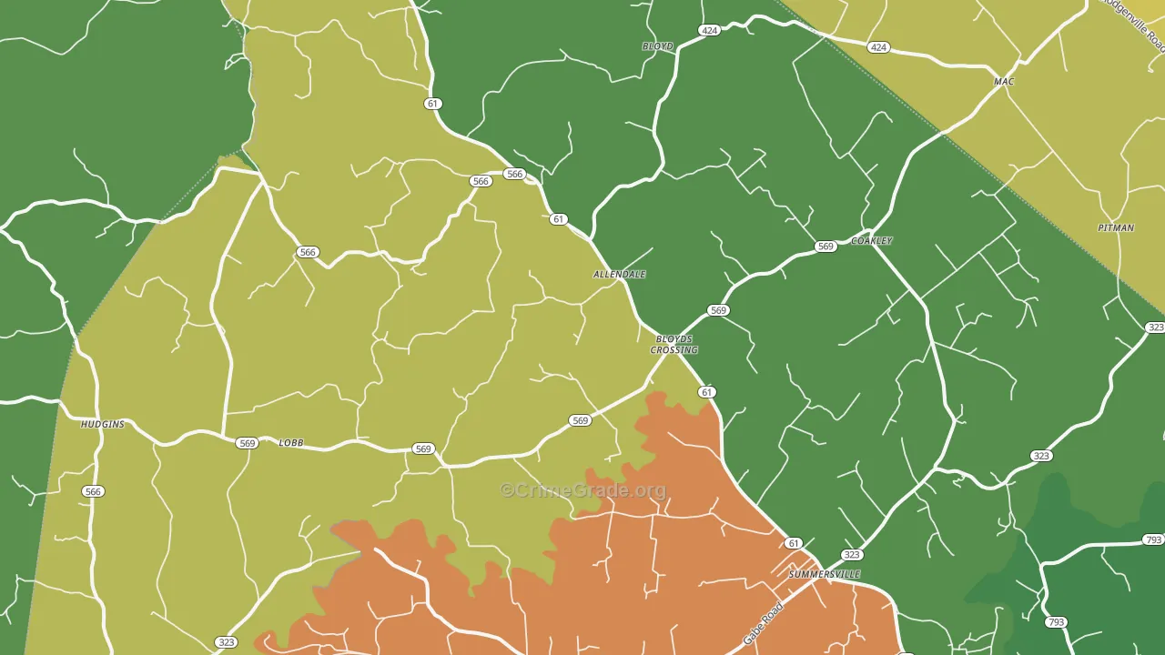 Summersville, KY Map of Vandalism Rates