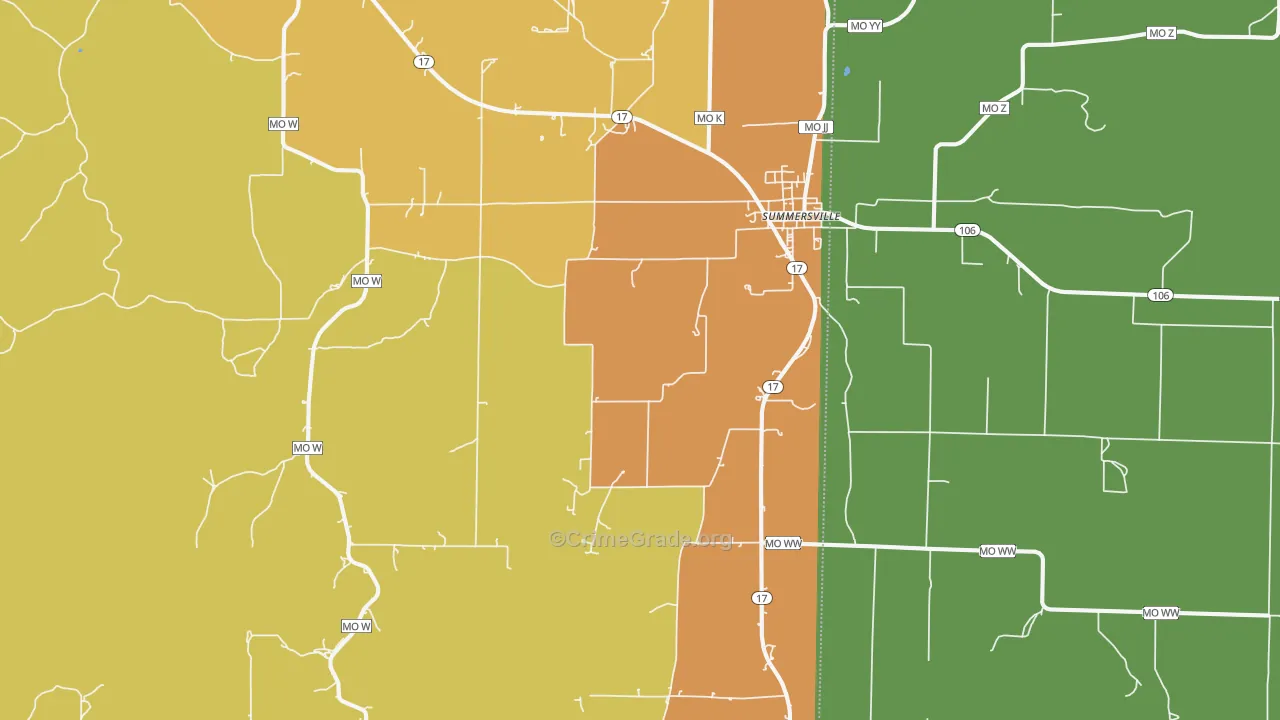 Summersville, MO Map of Vandalism Rates
