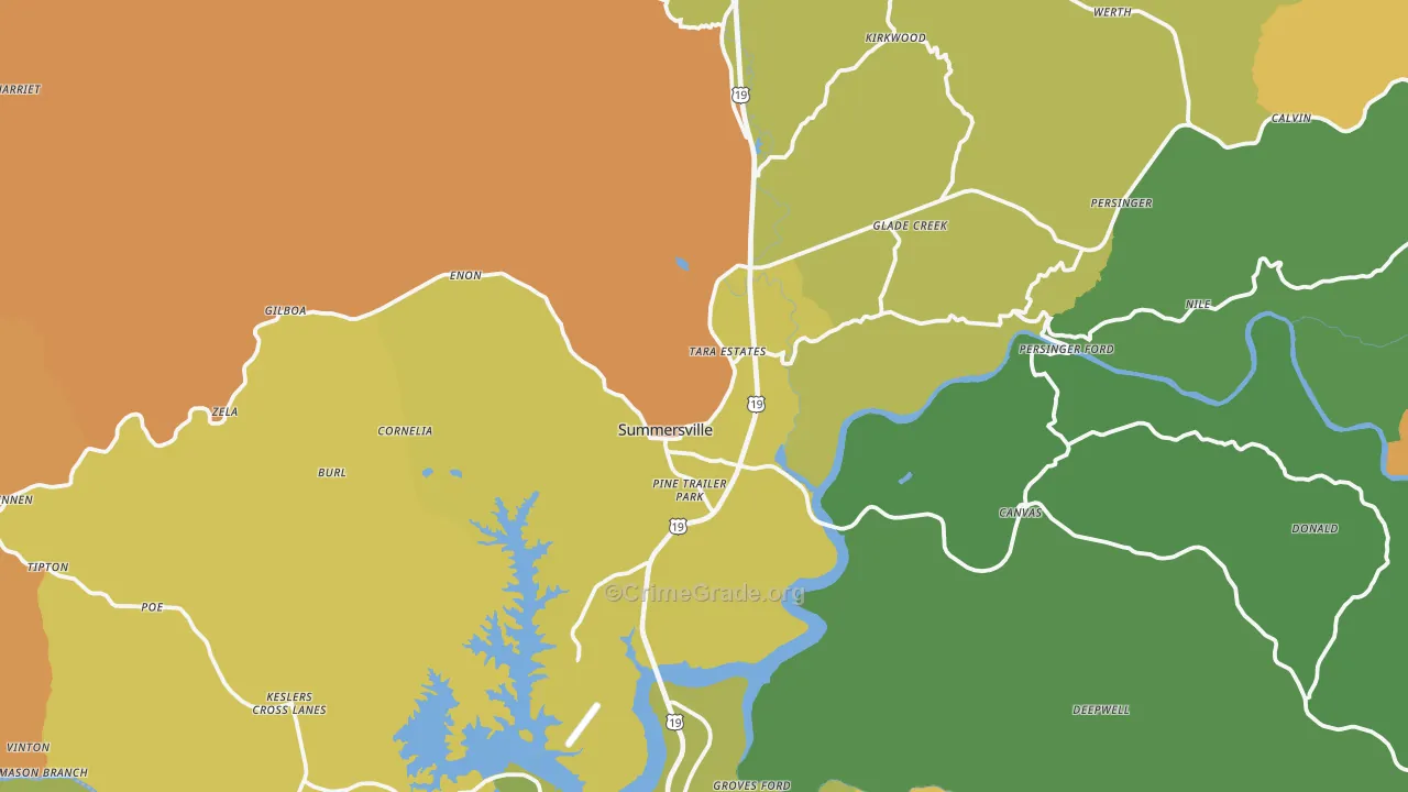 Summersville, WV Map of Vandalism Rates