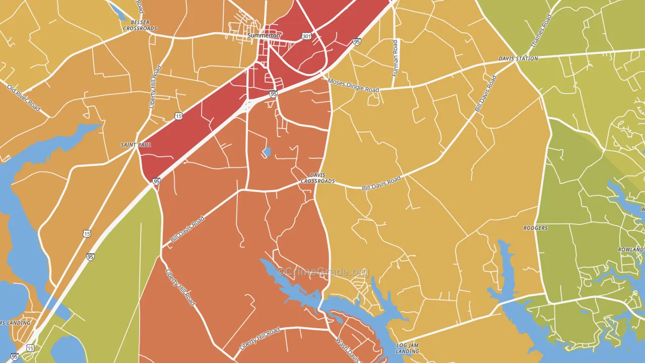 Summerton, SC Map of Vandalism Rates