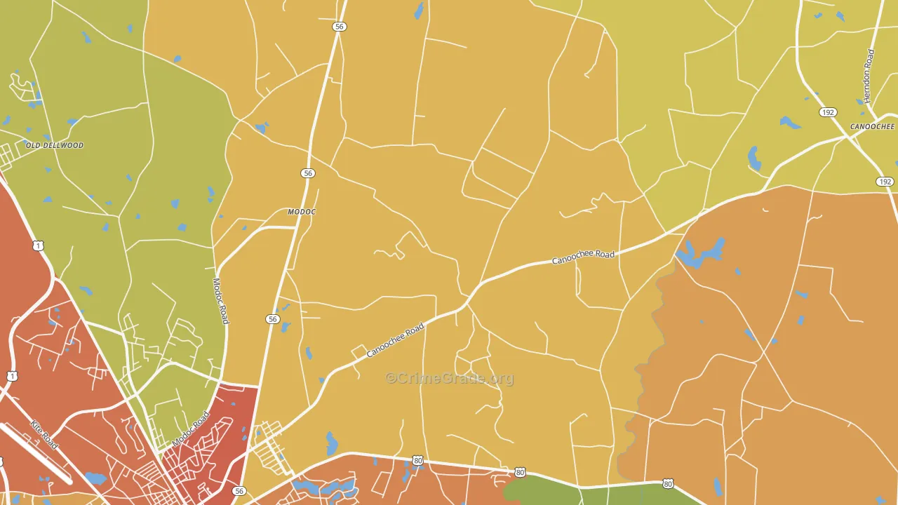 Summertown, GA Map of Vandalism Rates