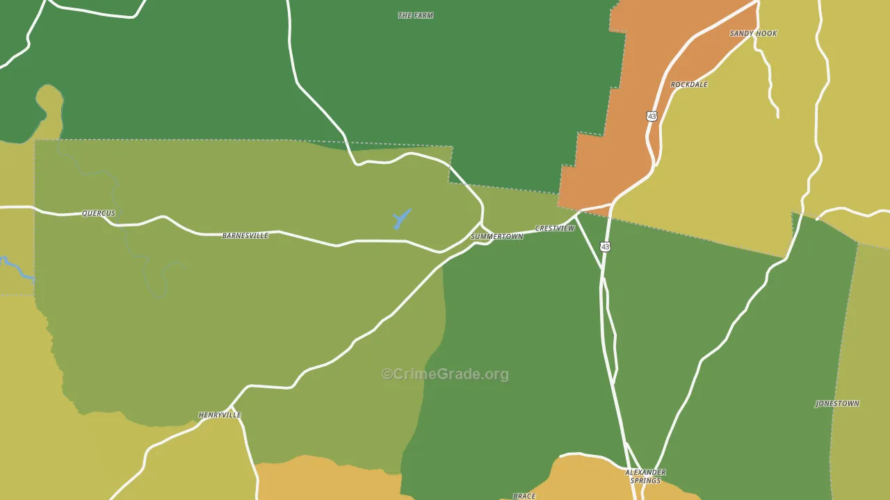 Summertown, TN Map of Vandalism Rates