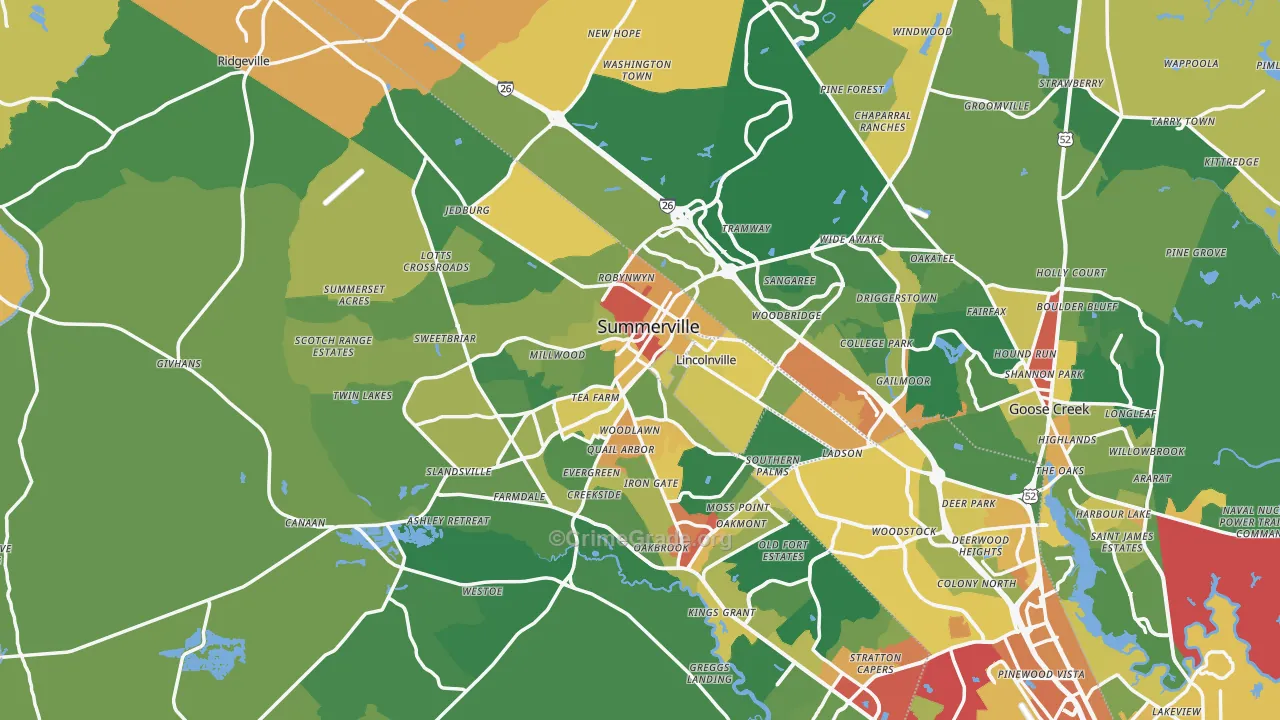 Summerville, SC Map of Vandalism Rates