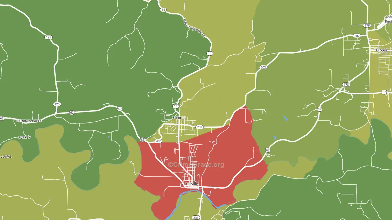 Summit, AR Map of Vandalism Rates