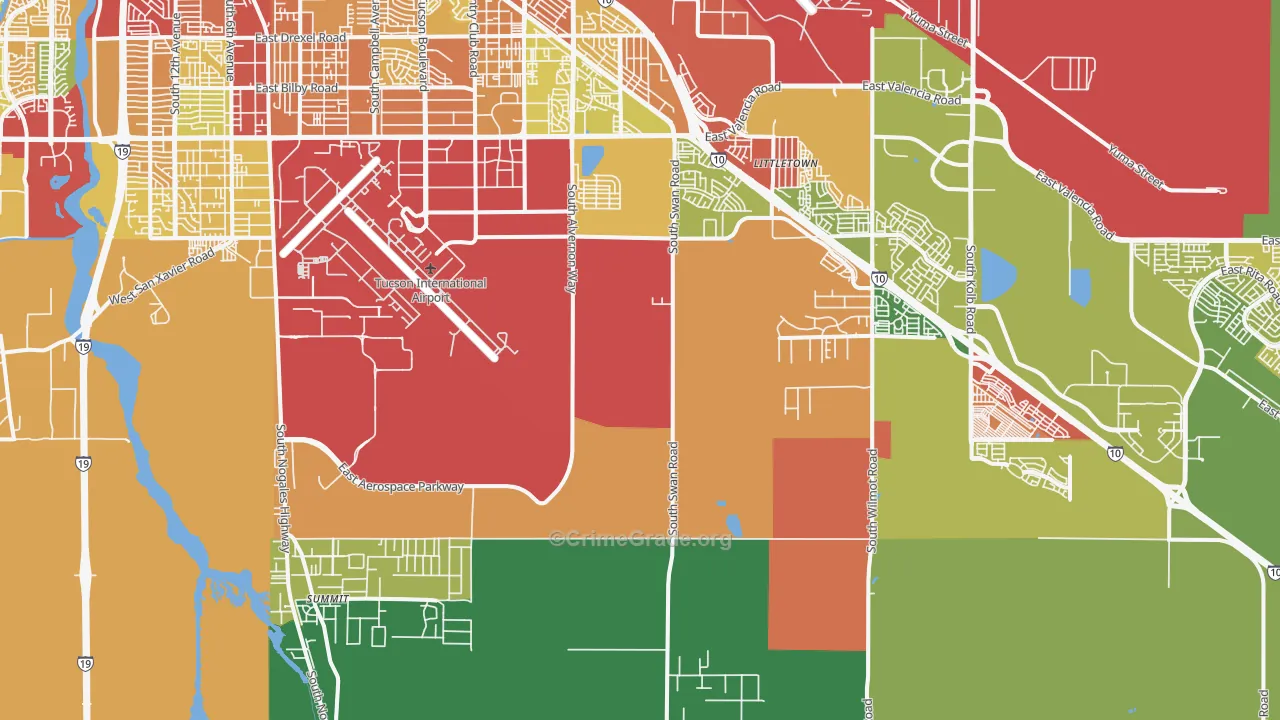 Summit, AZ Map of Vandalism Rates