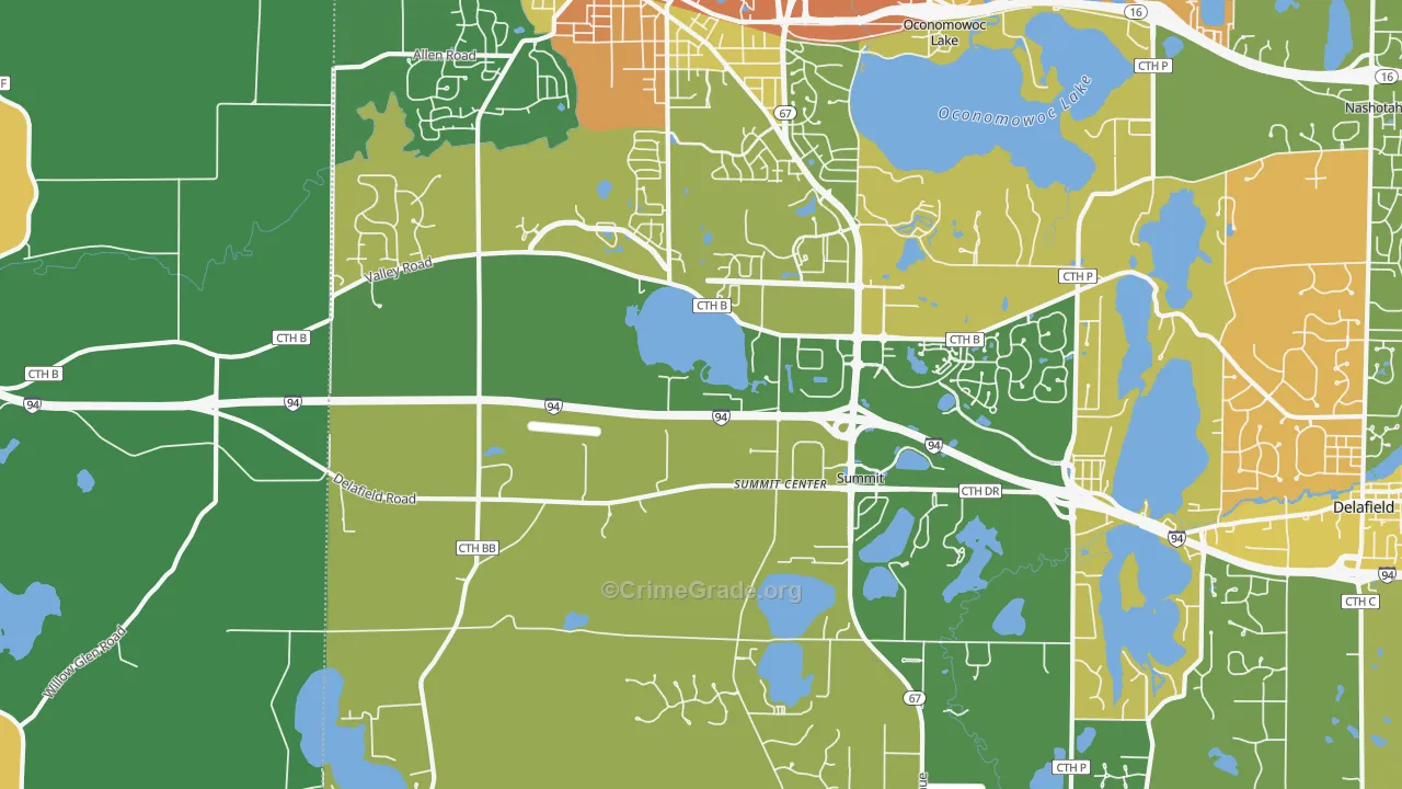 Summit Corners, WI Map of Vandalism Rates
