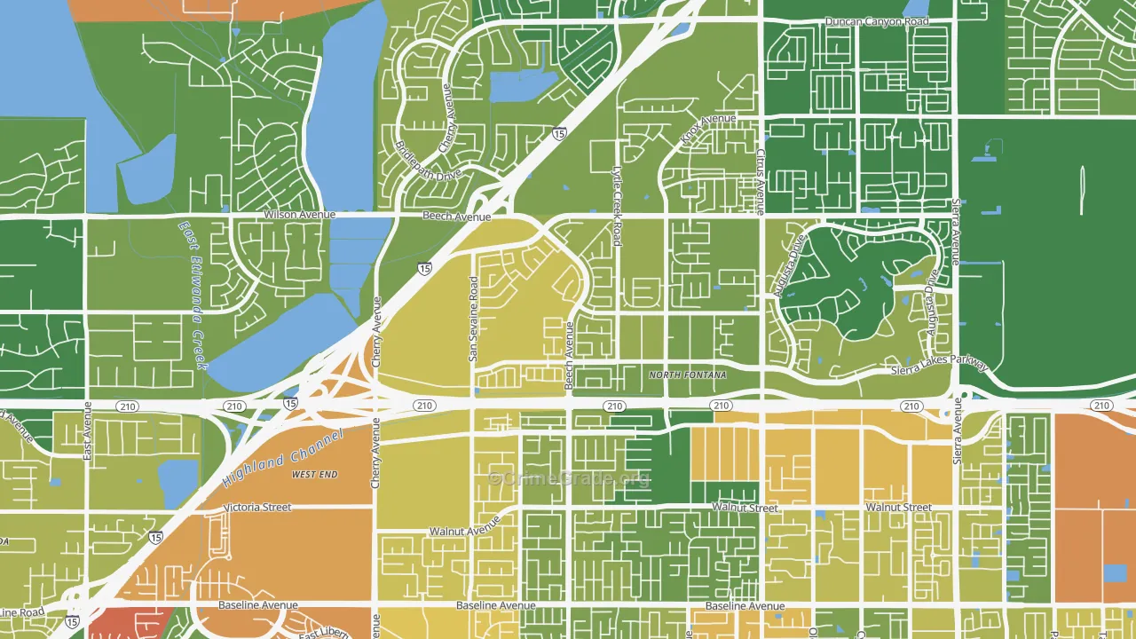 Summit Heights, Fontana, CA Map of Vandalism Rates