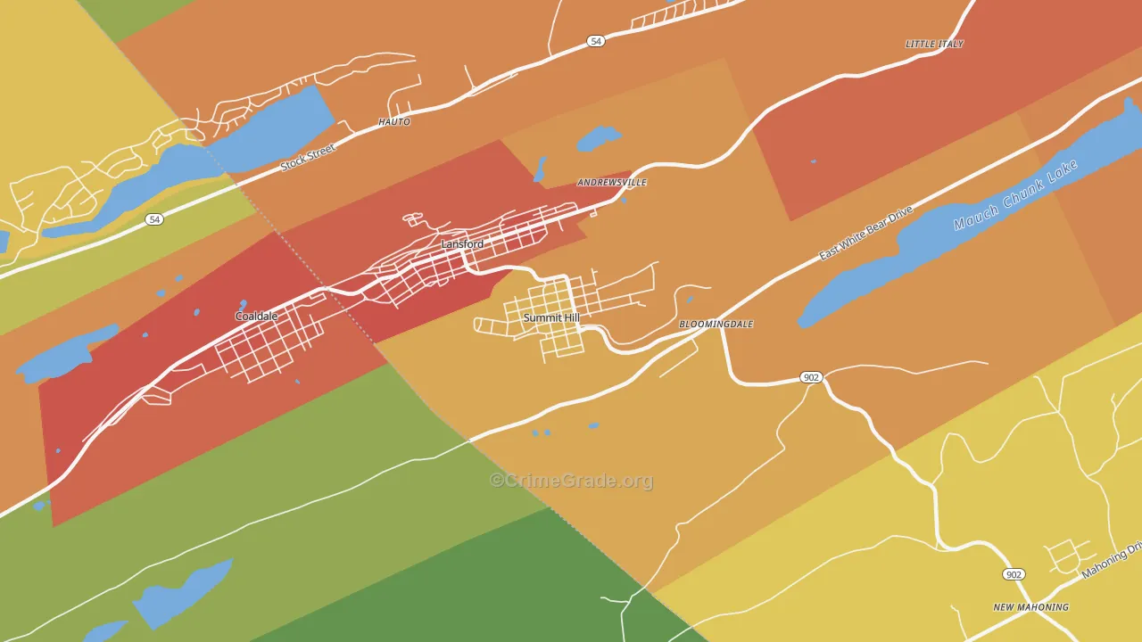 Summit Hill, PA Map of Vandalism Rates
