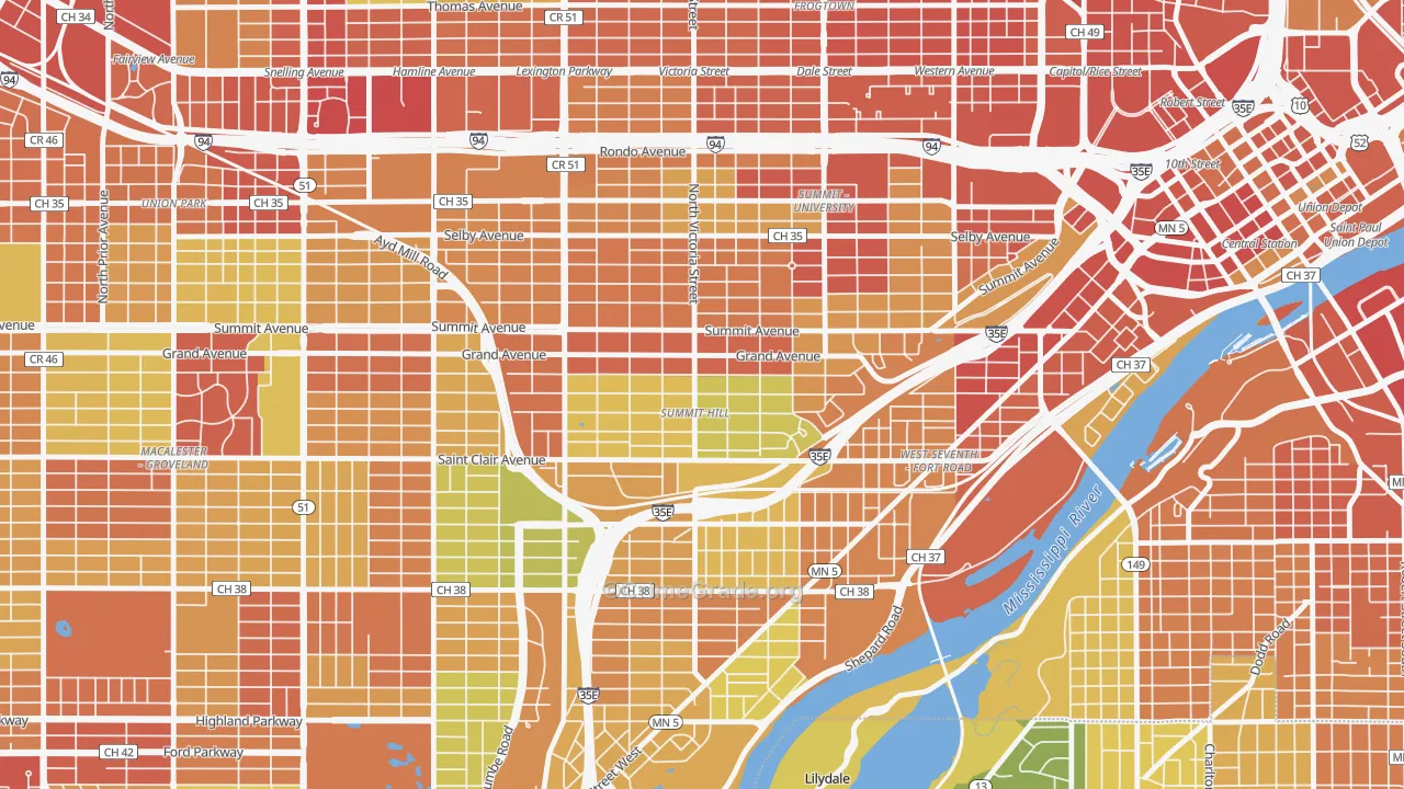 Summit Hill, St. Paul, MN Map of Vandalism Rates