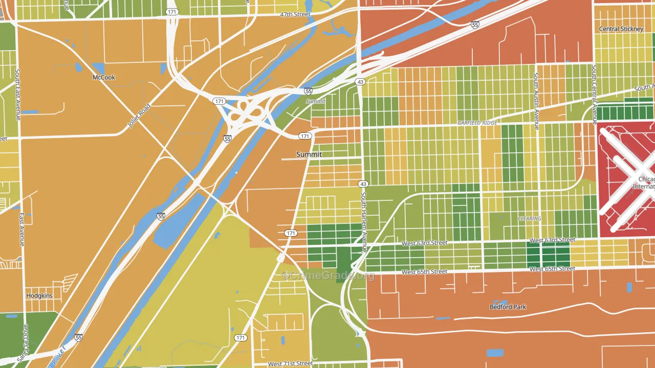 Summit, IL Map of Vandalism Rates
