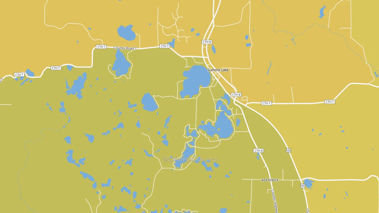 Summit Lake, WI Map of Vandalism Rates