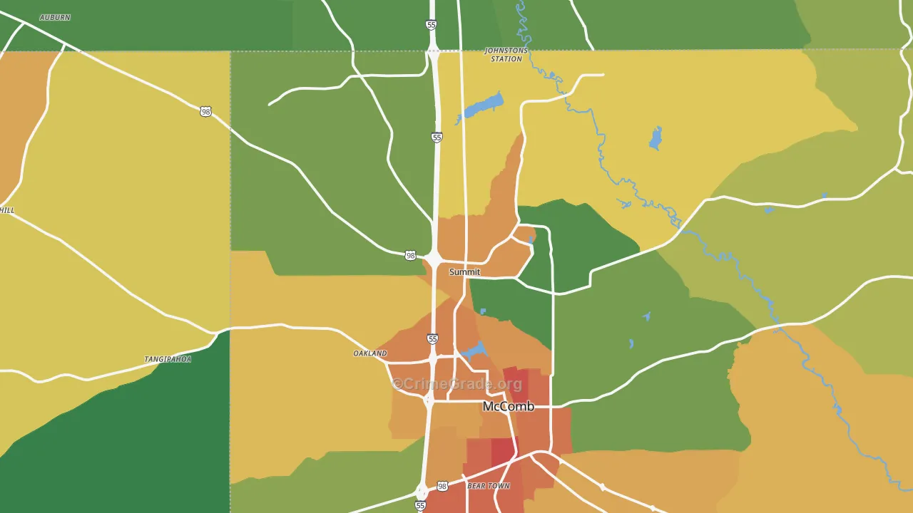Summit, MS Map of Vandalism Rates