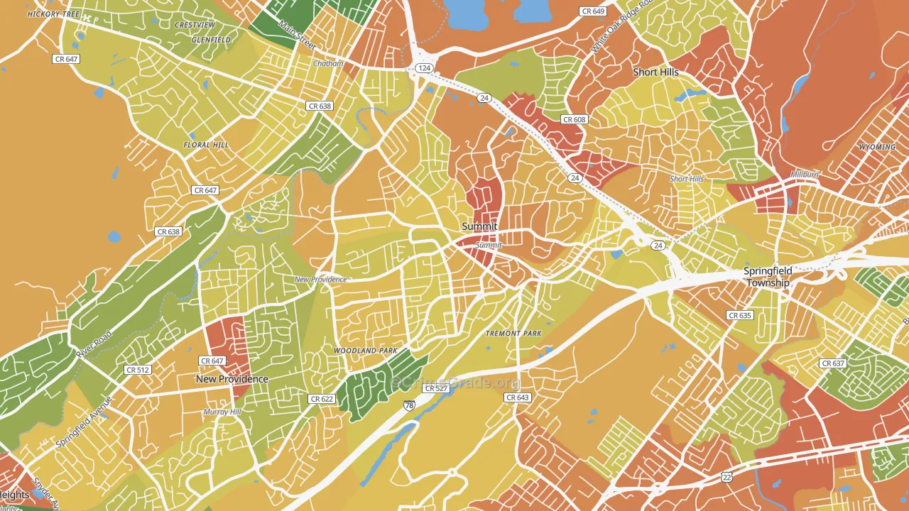 Summit, NJ Map of Vandalism Rates