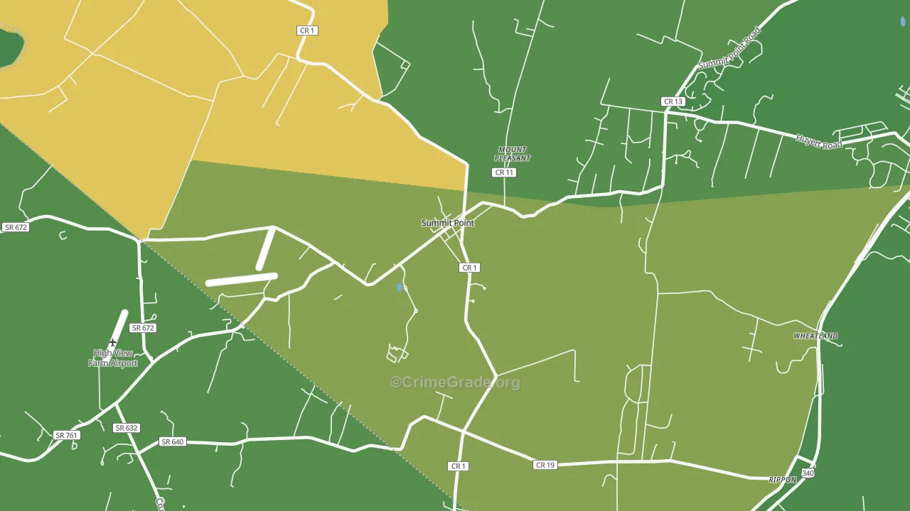 Summit Point, WV Map of Vandalism Rates