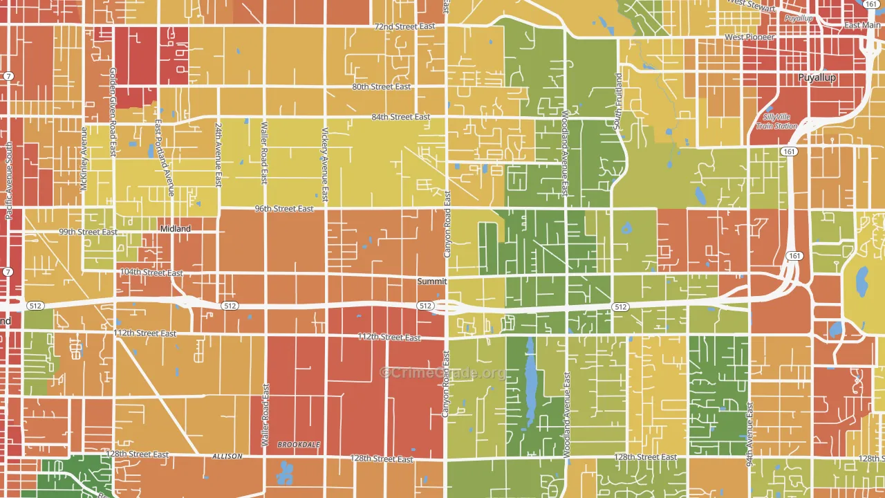 Summit, Puyallup, WA Map of Vandalism Rates