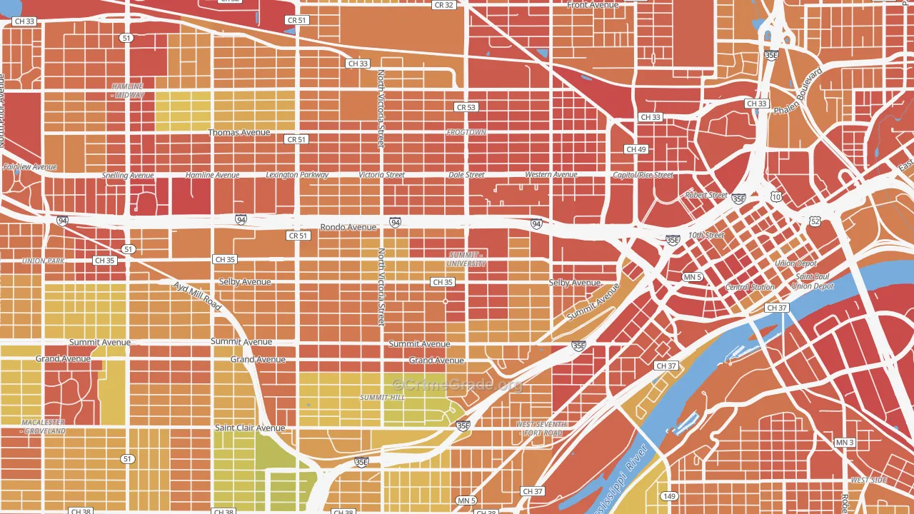 Summit-University, St. Paul, MN Map of Vandalism Rates