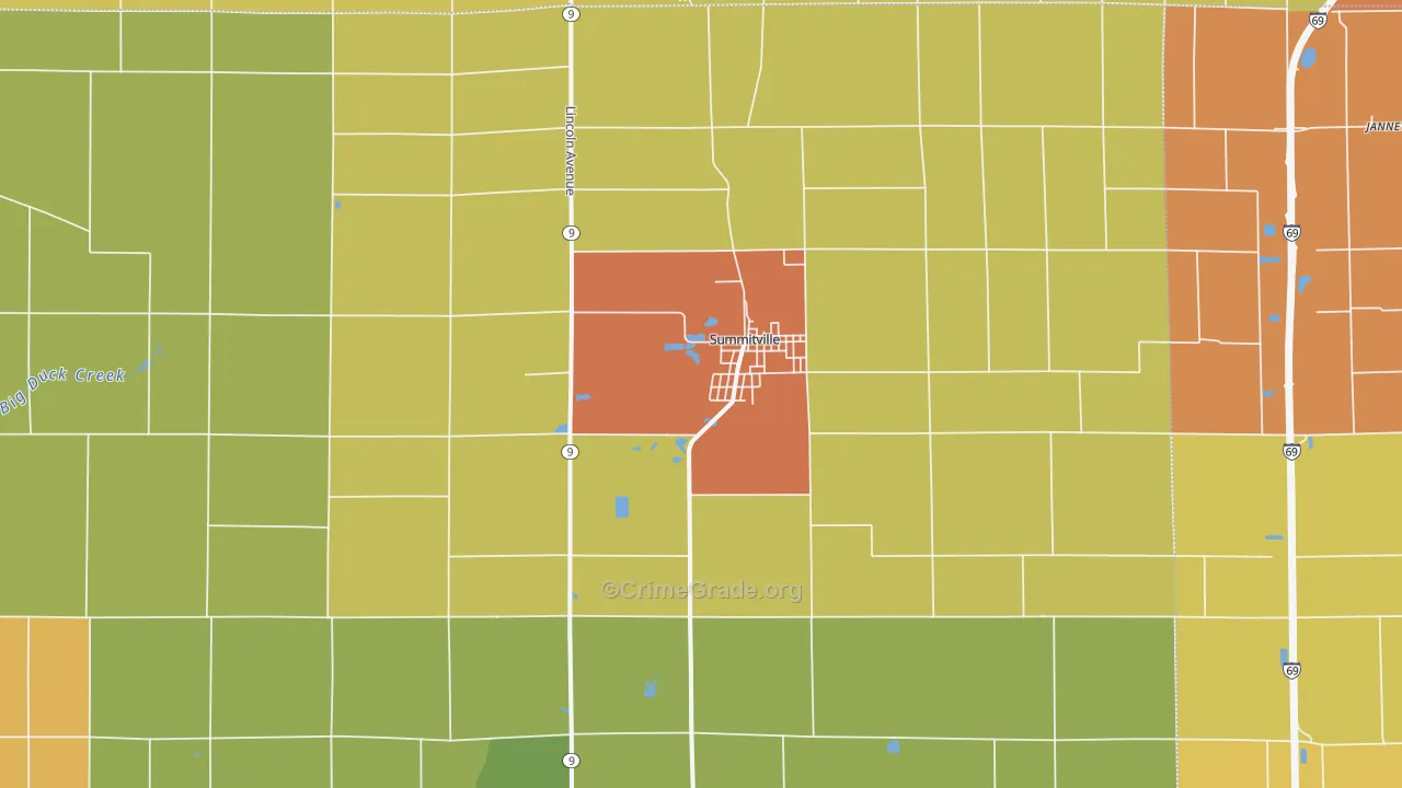 Summitville, IN Map of Vandalism Rates