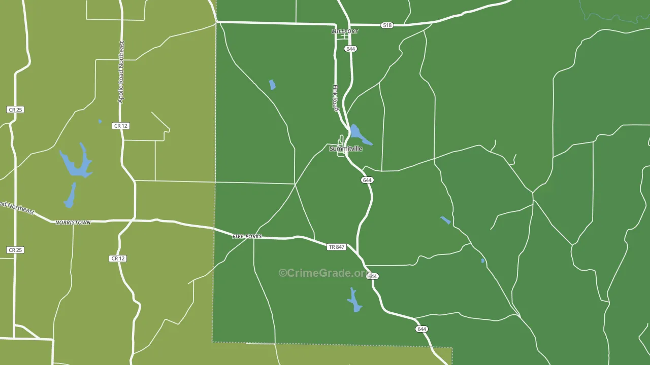 Summitville, OH Map of Vandalism Rates