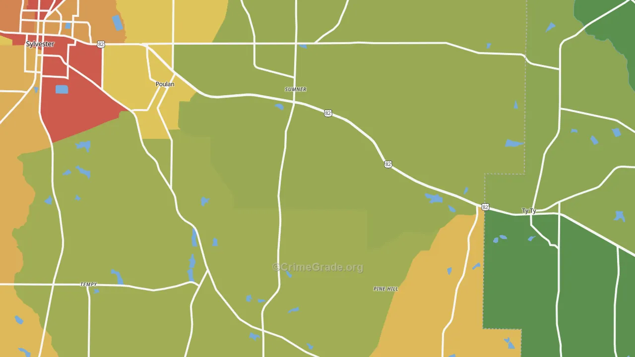 Sumner, GA Map of Vandalism Rates