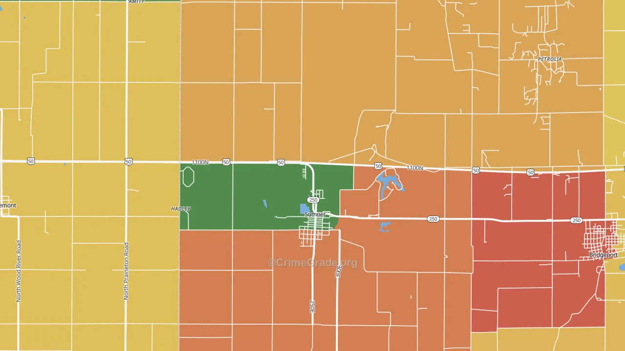 Sumner, IL Map of Vandalism Rates