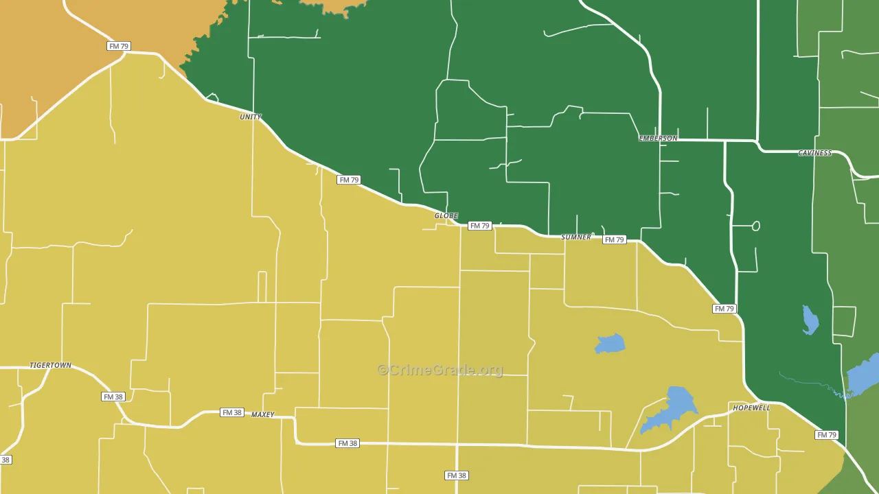 Sumner, TX Map of Vandalism Rates