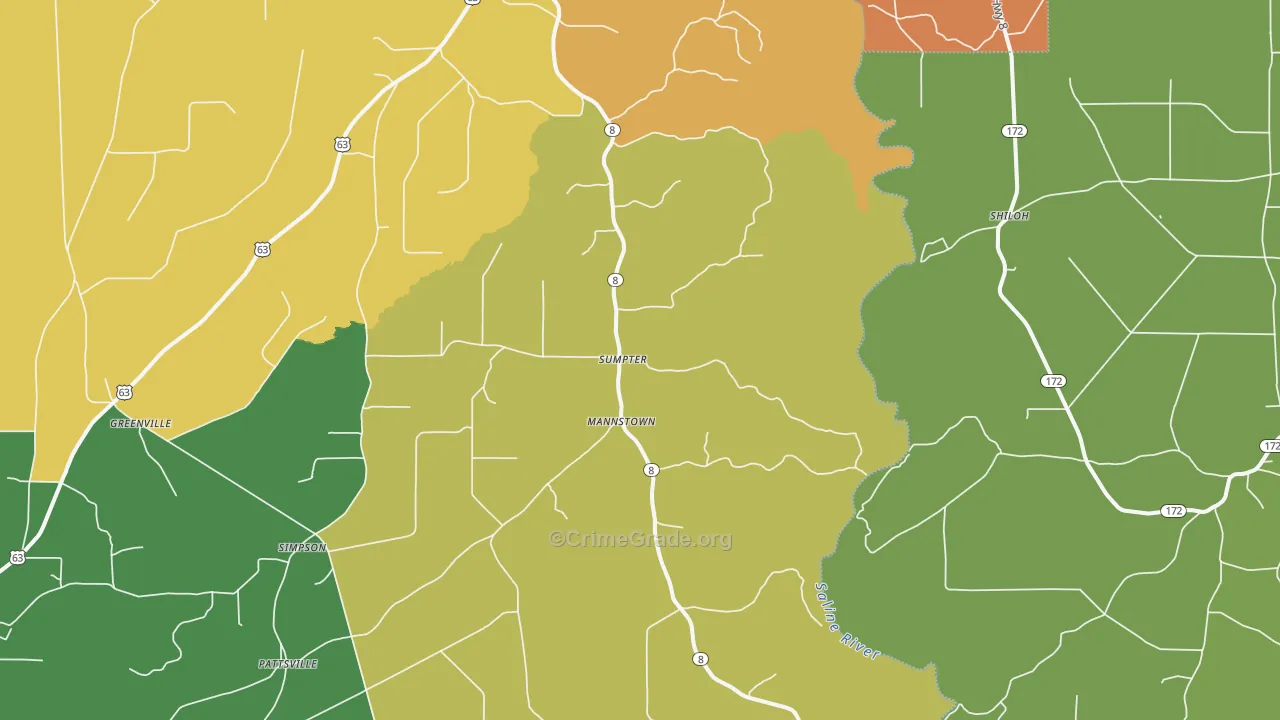 Sumpter, AR Map of Vandalism Rates